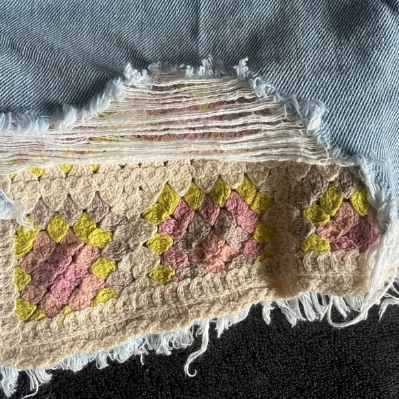 Sincerely Jules, 28,  denim shorts with crochet accent - Picture 2 of 5